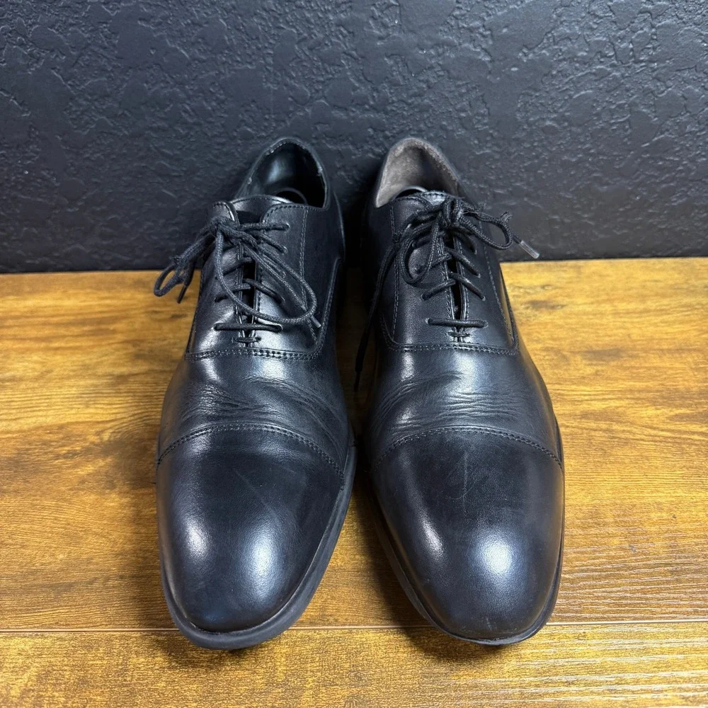 Vittorio Russo Cap Toe Black Leather‎ Oxford Dress Shoes Mens 11